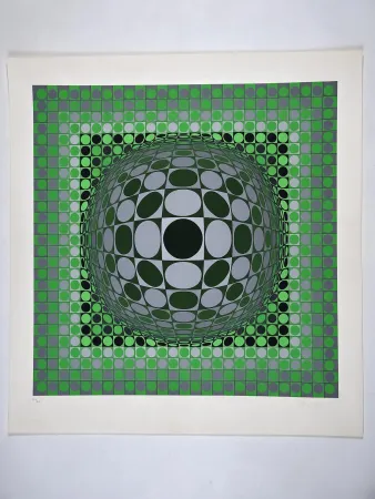 Sérigraphie Vasarely - Vega Green