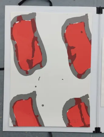 Sérigraphie Viallat - Composition Rouge 
