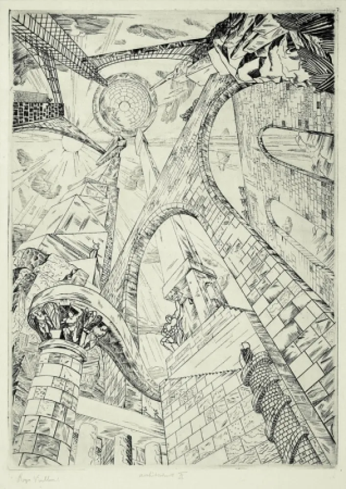 Gravure Vieillard - Architecture II (Tour de Babel)