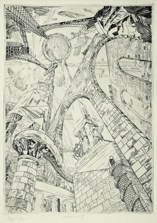 Gravure Vieillard - Architecture II (Tour de Babel)