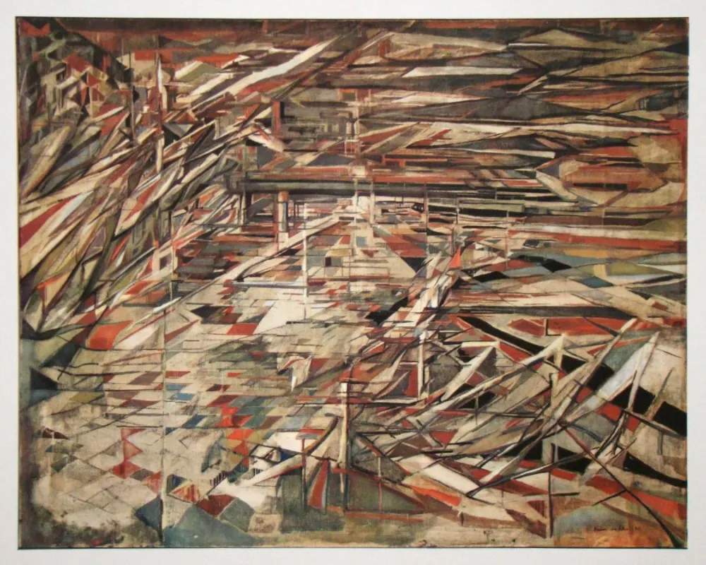 Héliogravure Vieira Da Silva - La bataille des couteaux - 1948