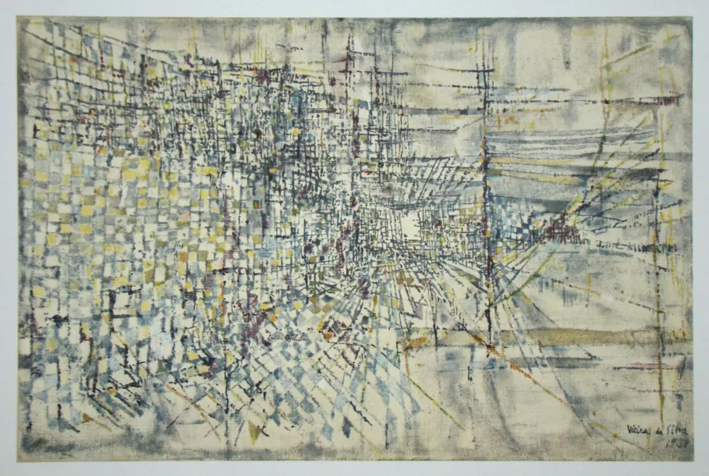 Héliogravure Vieira Da Silva - La garde des anges - 1950