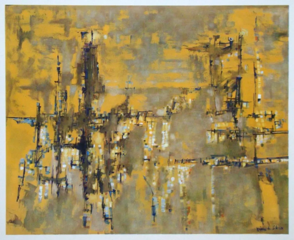 Héliogravure Vieira Da Silva - Ville dorée - 1956