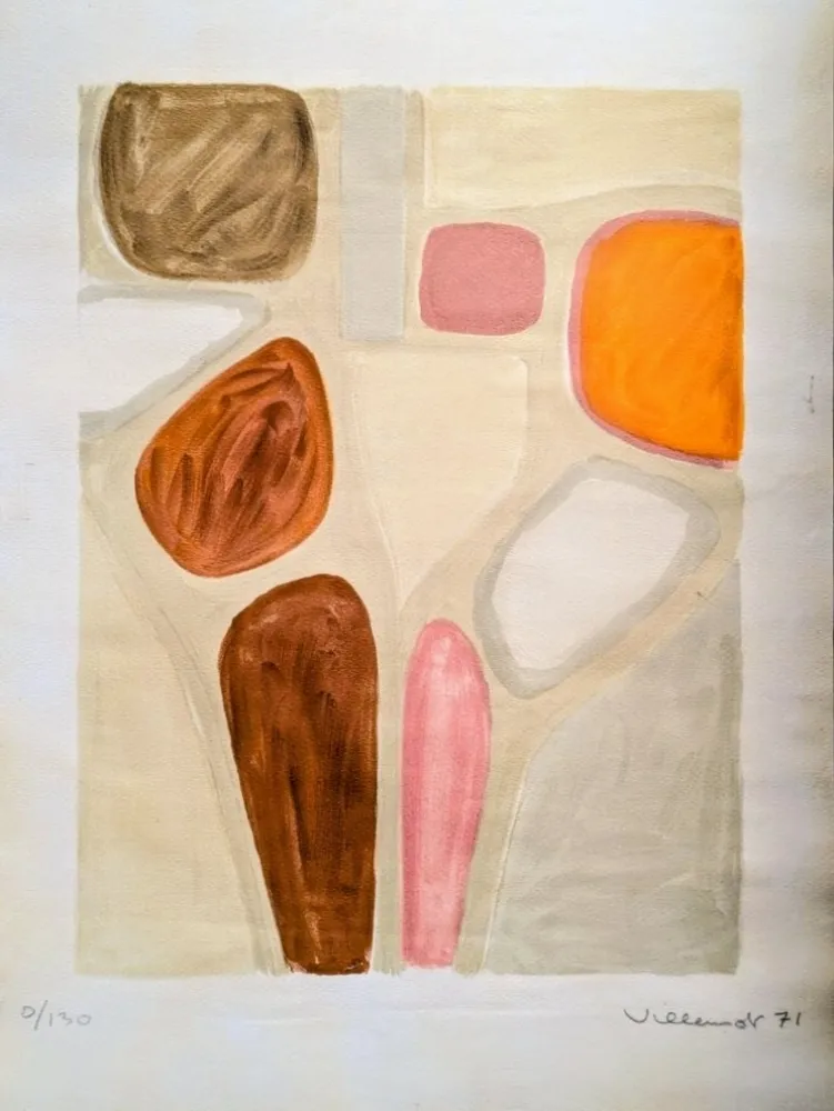 Lithographie Villemot - Bernard Villemot - Abstract Shoes - Rare Hand-Signed Original Lithograph, 1971