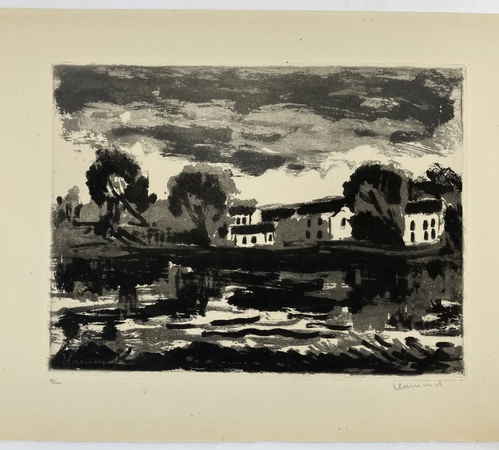 Aquatinte Vlaminck - L'Oise à Cergy, 1924