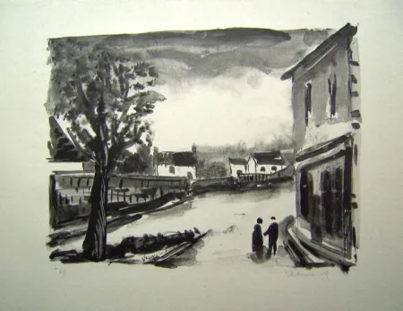 Lithographie Vlaminck - Us, la Place