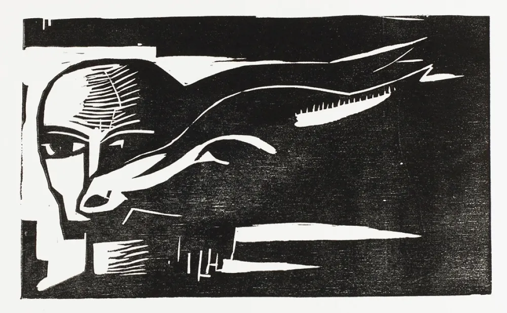 Gravure Sur Bois Völker - Frau mit Ziege (Woman with Goat)