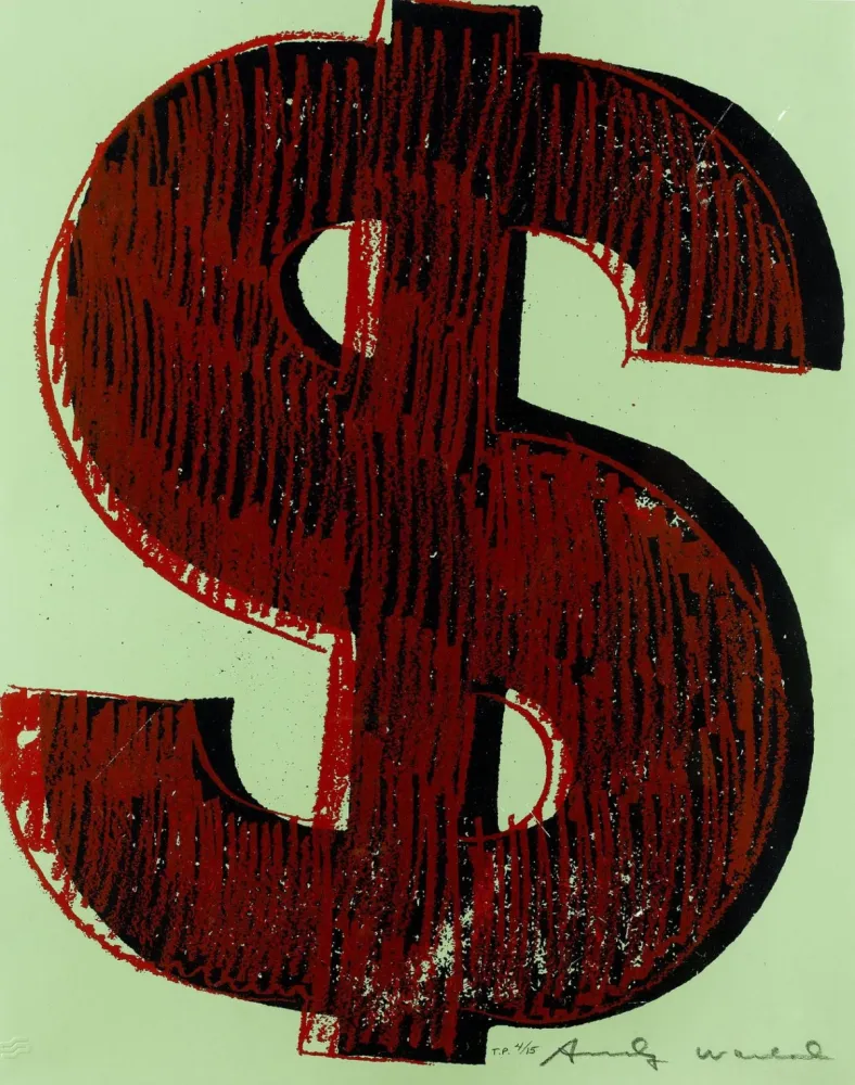 Sérigraphie Warhol - Dollar Sign, Red (FS II.274)