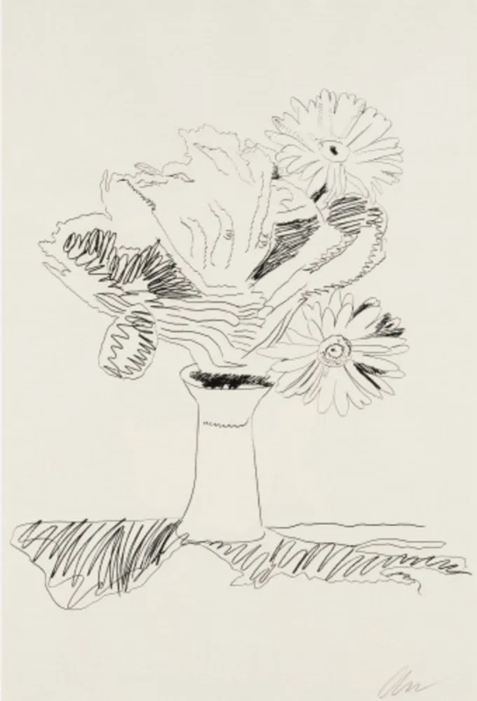 Sérigraphie Warhol - Flowers (Black and White)