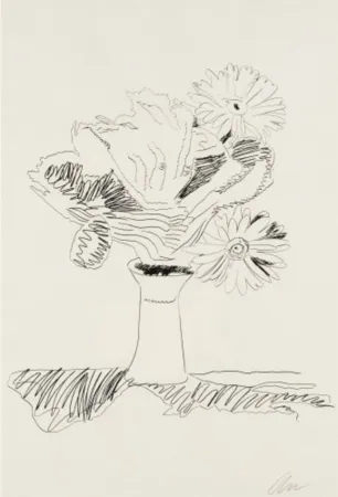 Sérigraphie Warhol - Flowers (Black and White)