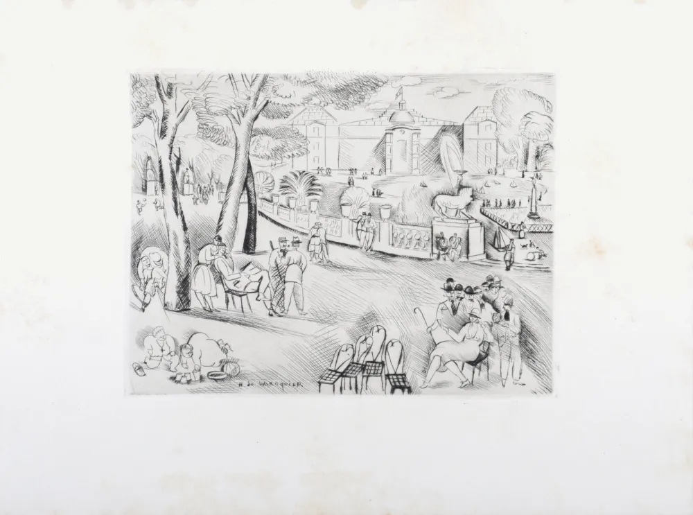 Gravure Waroquier - Jardin du Luxembourg