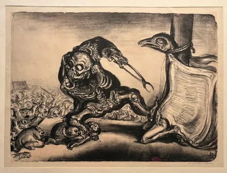Lithographie Weber - Der Zungerzieher (oder Die Leserrevolte)