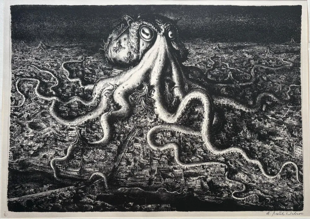 Lithographie Weber - Die große Lähmung / The Great Paralysis