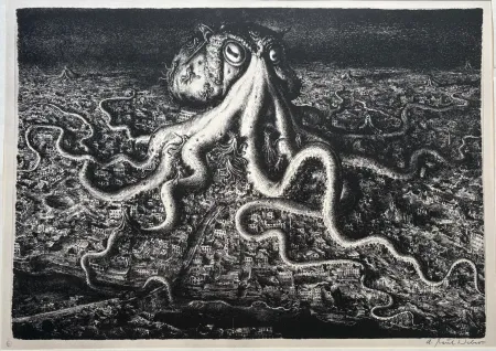 Lithographie Weber - Die große Lähmung / The Great Paralysis