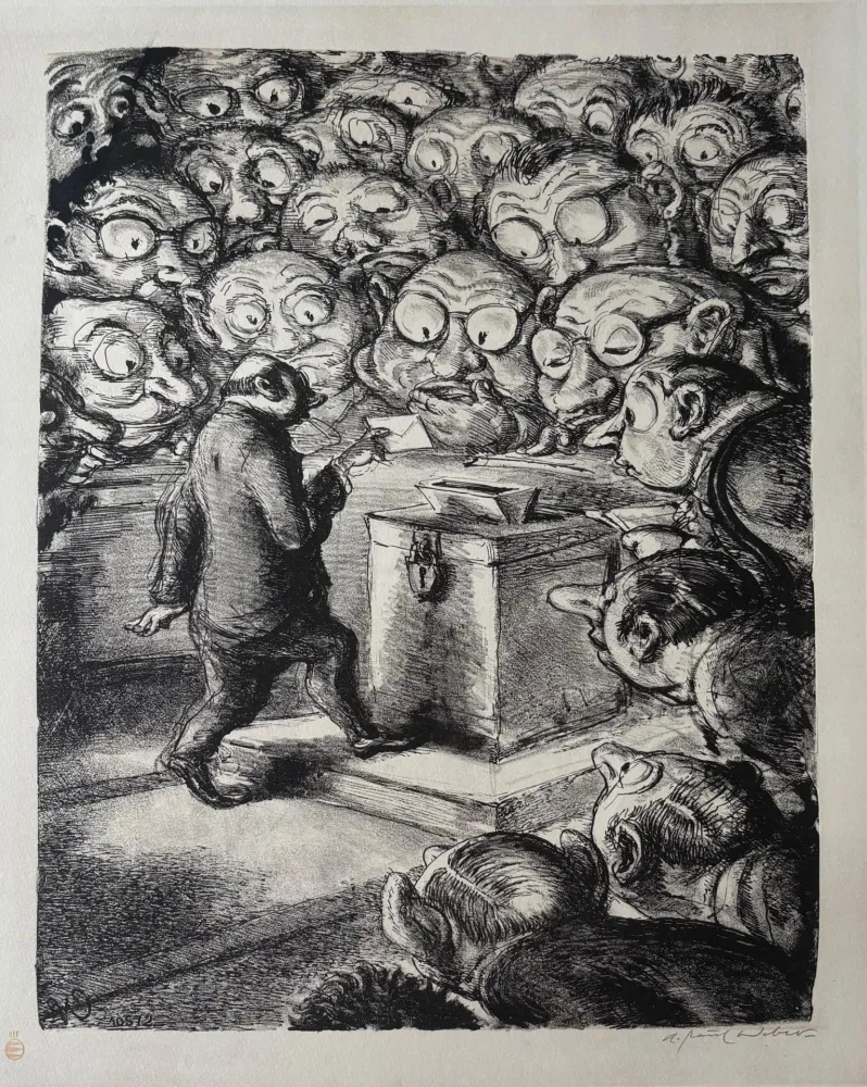Lithographie Weber -  Die Stimme des Gewissens