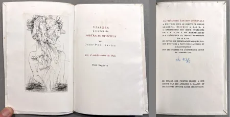 Livre Illustré Wols - Sartre. VISAGES. 4 pointes-sèches de Wols. 1 des 15 ex. sur Chine (1948)
