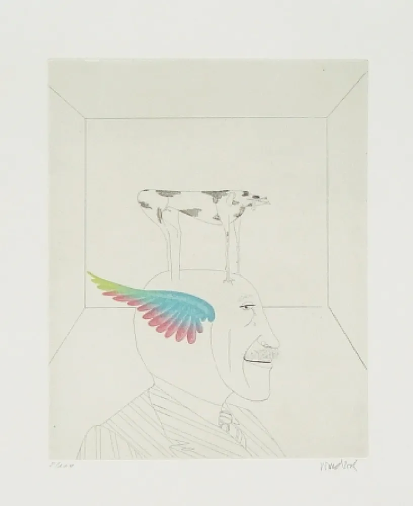 Eau-Forte Et Aquatinte Wunderlich - Autoportrait au chien