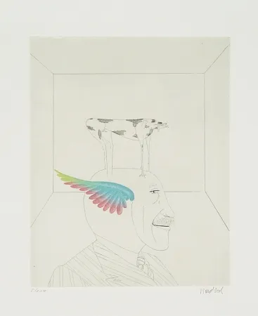 Eau-Forte Et Aquatinte Wunderlich - Autoportrait au chien