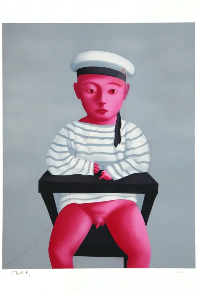 Linogravure Xiaogang - Baby in a Sailor Suit - Planche No. 18