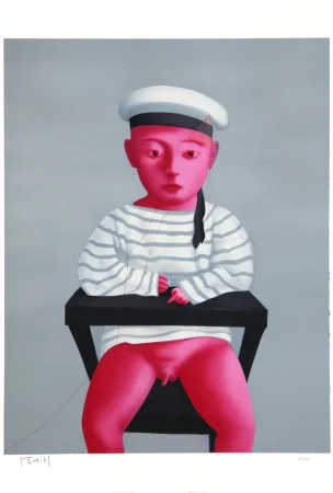 Linogravure Xiaogang - Baby in a Sailor Suit - Planche No. 18