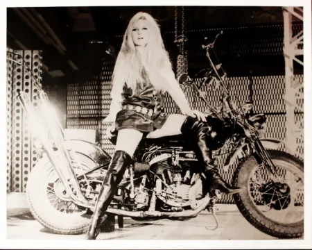 Sérigraphie Young - Brigitte Bardot sur sa Harley Davidson 
