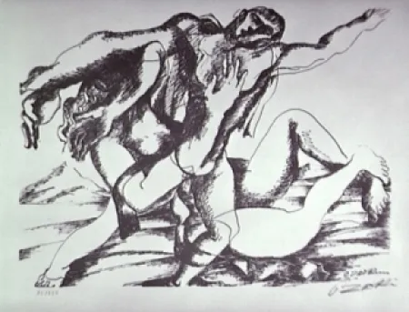 Lithographie Zadkine - Combat avec l'Amazone Hippolyte