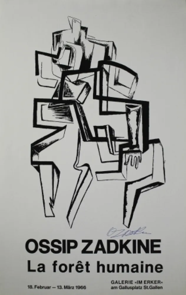 Lithographie Zadkine - La forêt humaine