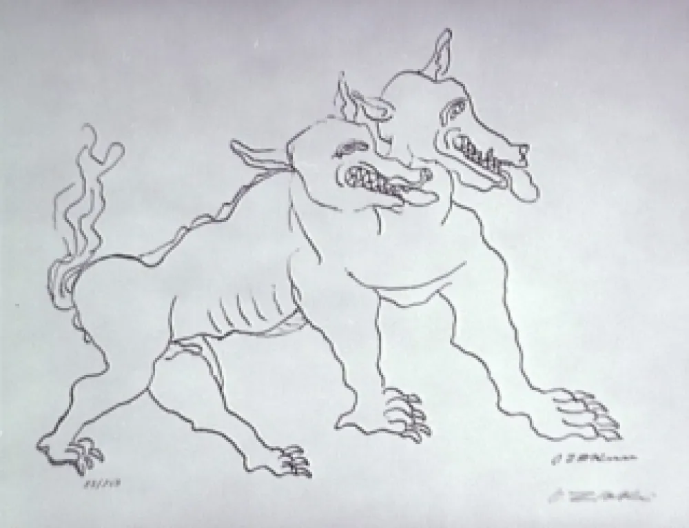 Lithographie Zadkine - Le chien de Gerion (b)