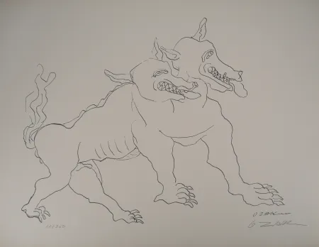 Lithographie Zadkine -  Mythologie Hercule et le Cerbère
