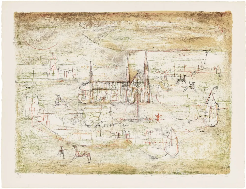 Lithographie Zao - La vieille ville 